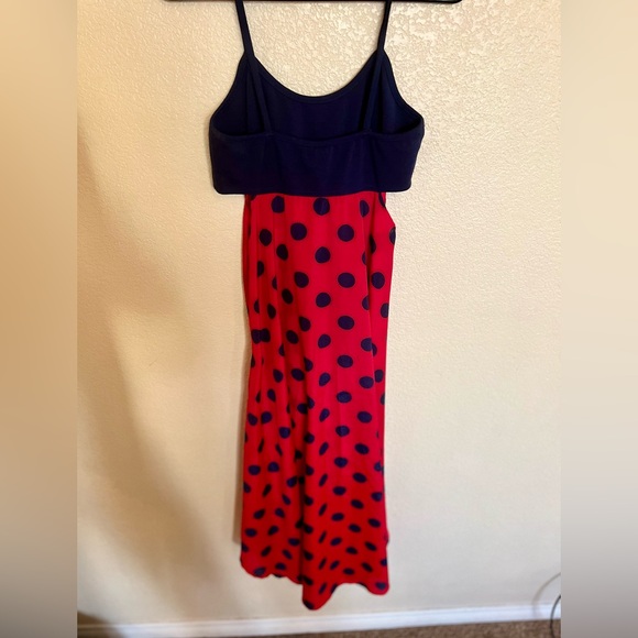 Navy Blue , Red skirting with Polka Dots Summer Dress - Picture 1 of 9